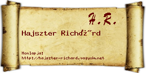 Hajszter Richárd névjegykártya